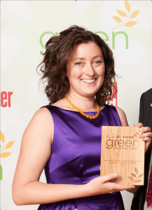 Lucy Frankel accepting Vegware's Scottish Green Award