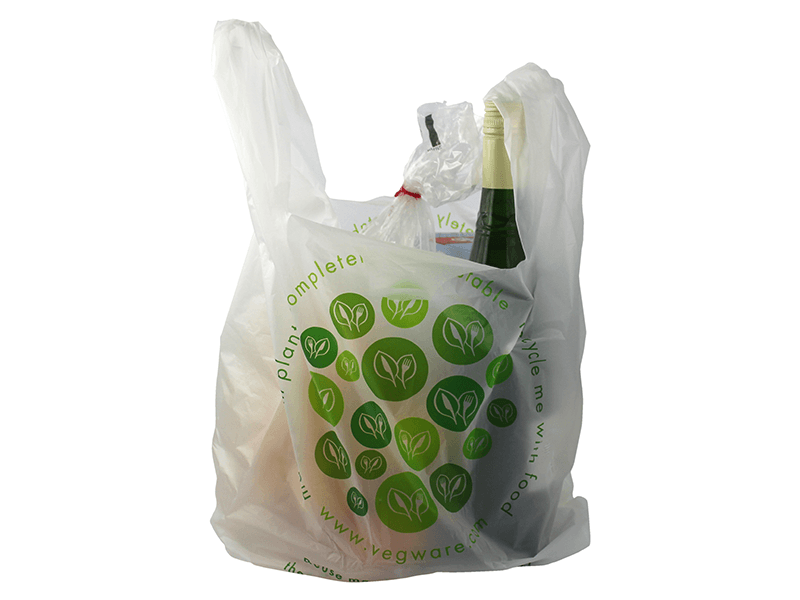 Compostable carrier bag by Vegware