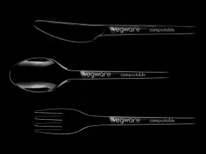 Vegware black cutlery recycled eco compostable heat